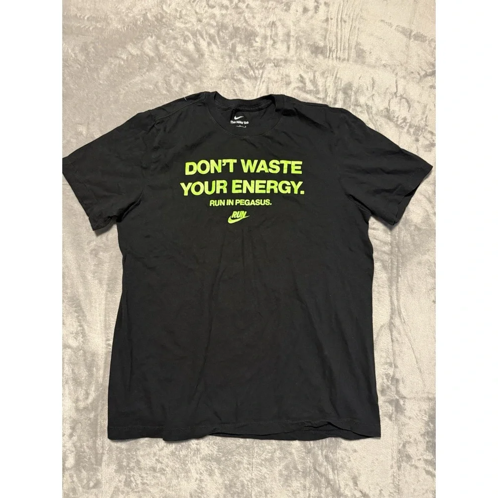 Nike T Shirt Mens Large Black Don't Waste Your Energy Run In Pegasus Graphic